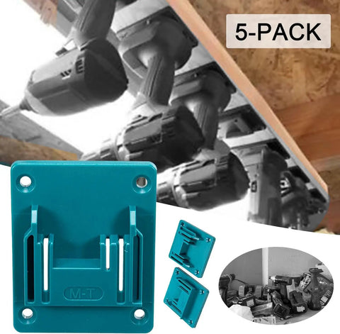 Heavy Duty Drill Mount Holder For 18V Li-Ion Drills, Wall Dock Hanger in ABS plastic, 5-pack display with tools mounted