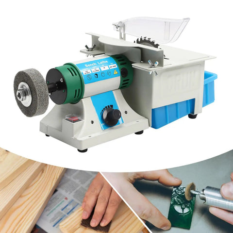 Five In One Jewelry Polishing Machine For Desktop Bench Grinder Pro Grade with attachments for various crafting tasks.