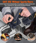 Person using Cordless Metal Bandsaw With Brushless Motor, 20V Max, Two And A Half Inch Cutting Capacity, Six Speeds, Sparks Free Metal Cutting