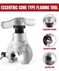 Close-up of eccentric cone flaring tool from Seven Die Flaring Tool Set For HVAC Tubing Copper Aluminum Brass Flares At Forty Five Degrees