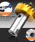 Titanium Plated HSS Hole Saw Set For Angle Grinder With M10 Threaded Pro-Grade Metal Cutter, focus on drill bit details