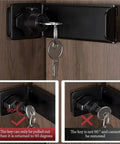 Stainless Steel Door Clasp Lock Right Angle Latch 90 Degree Hasps Shed Gate showing key mechanism with pull-out instructions.