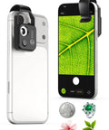 Pocket Phone Microscope 200X With LED Light And CPL Filter, camera clip on smartphone showing leaf detail, for coins and jewelry