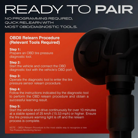 OBDII relearn procedure for 4 Pieces Pre Programmed TPMS Sensor For Ram 1500 2019 2024 And Dodge Ram 1500 2019 2024