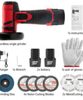 Ultra Fast Mini Cordless Angle Grinder 19500 RPM With Dual Batteries, accessories included, 76mm handheld cutter