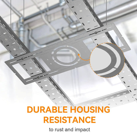 Solid Steel New Construction Mounting Plate For 4 And 6 Inch LED Recessed Lights Rough In Wafer Bracket Smooth Round Hole Quick Ceiling Install Dependable Build Straightforward Setup No Sweat Heavy Duty Pack For Any Home Project