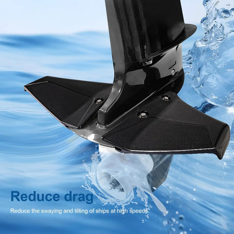 Hydrofoil Stabilizer For Outboard Motors, Drag Reducing Fins That Stop Bow Rise, Hopping And Cavitation, Easy Install For 50 To 300 HP