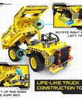 2-In-1 Dump Truck And Propeller Plane Build Kit For Kids Aged 5 To 12, 361+ Pcs DIY STEM Construction Toy with truck model