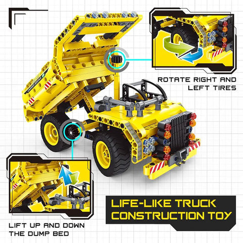 2-In-1 Dump Truck And Propeller Plane Build Kit For Kids Aged 5 To 12, 361+ Pcs DIY STEM Construction Toy with truck model