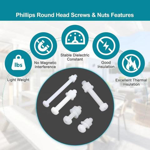 Premium Top Shelf M6x50 Millimeter Nylon Phillips Cross Head Bolt And Nut Assortment Kit With Flat Washers features overview.