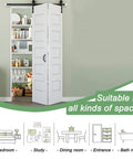 128 By 84 Inch Pre Assembled Bifold Barn Door With Five Lite Bi Fold Sliding Closet Doors And Hardware Kit Included 136 Inch Track Kit for two doors installed in a room
