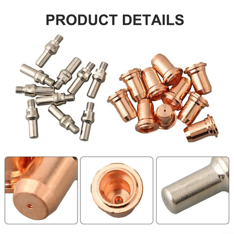 20 Pieces Pro Grade Plasma Electrode Tips And Nozzles Kit 0.9mm For IPT40 Torch And IPT60 PT40 AHP ALPHACUT 60 LONGEVITY 42i 62i EVERLAST