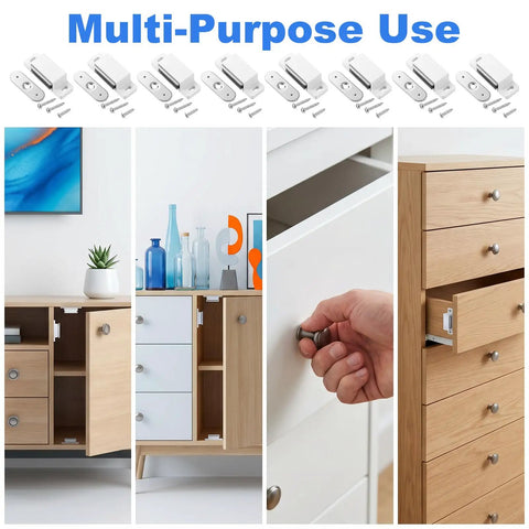 Heavy Duty White Cabinet Magnets 36 Pack That Hold Super Solid With Screws Included To Keep Doors Closed Tight For Kitchens Closets And Wardrobes So No More Slamming Or Loose Lids Ever Again showcased on a modern cabinet.