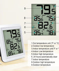 Digital Indoor Outdoor Thermometer With Wired Probe All In One Temperature Monitor For Home Office Greenhouse Aquarium Refrigerator Freezer Min Max Recording LCD Display Celsius Fahrenheit Switch, white LCD display
