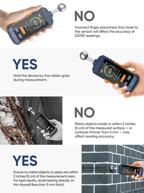 Pinless Moisture Meter For Wood Walls And Drywall With Digital Readings, Firewood Moisture Tester And Concrete Reader, Go To USB C Rechargeable Humidity Tester For Home Renovation And DIY Inspections, Fast 3 Second Readings, held on wood and concrete