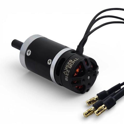 Dual Option Planetary Gear Brushless Outrunner Motor 18V for RC Robotics and Automation with connectors visible