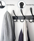 Wall Mounted Coat Rack With Five Heavy Duty Tri Hooks Easy To Mount All Metal Construction Matte Black Finish Holds Jackets Hats And Bags