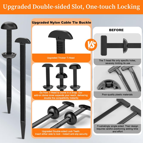Heavy Duty Nylon Universal Zip Tie Buckles For Cars Upgraded Automotive Zipper Clips And Fender Zip Ties Fasteners 50 Count