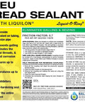 104EU Big Ol Thread Sealant For Large Threaded Connections Safe On Plastic And Metal High Pressure Water Repellent Sealant Made In The USA 5 Oz Brush Top Can label with product details and usage instructions.