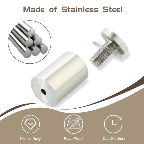 Stainless Steel Sign Standoff Screws 1 Inch By 1.38 Inch Wall Mount For Glass And Acrylic Frames Brushed Finish Hanging