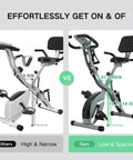 Comparison of No Hassle Foldable Spin Bike For Home Gym Shredding Featuring Whisper Silent Magnetic Resistance for easy access.
