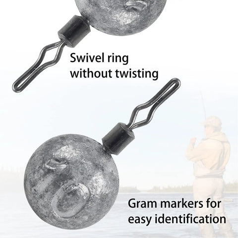 Drop Shot Weights Cannonball Sinkers With Pro Grade Swivels Set For Bass Fishing, round lead sinker with swivel ring