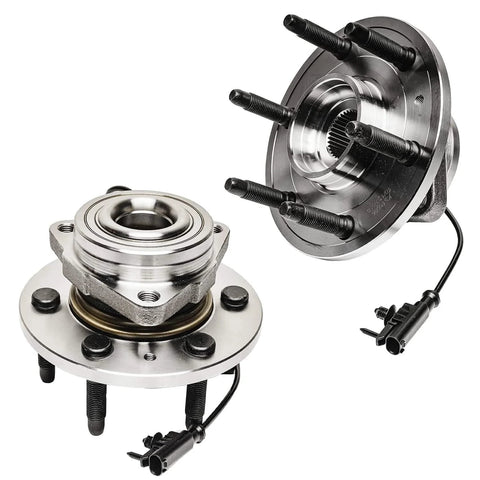 Beefed Up Front Wheel Bearing Hubs Kit For 4WD Chevy GMC Silverado Sierra Yukon Suburban Tahoe Avalanche Cadillac Escalade ESV EXT 6 Studs Models With Two Bearings And Hubs Mounting Replacement