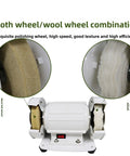 Top Shelf Bench Polisher And Dual Wheel Grinder Spinning At 3000 RPM Featuring Cloth And Wool Felt Pads For Hassle Free Metal Finishing And Ultra Quiet Workshop Performance with cloth and wool wheels.