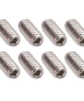 50 Pcs Set Screw Kit A270 Stainless Steel Grub Screws DIN 916 arranged in rows, M2x4 size for mechanical fastening projects.