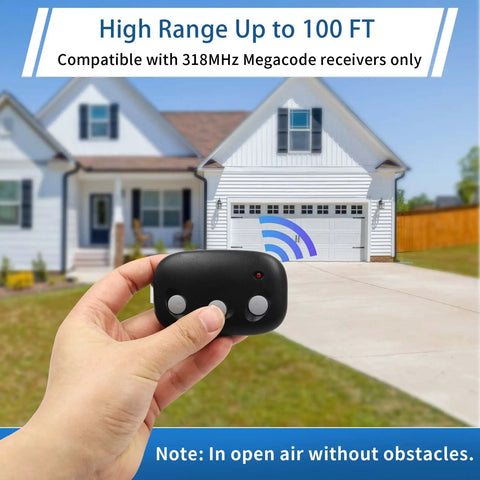 Hand holding Two Pack Garage Door Remote For Linear Opener Systems 318 MHz Compatible With LD050 LD033 LDCO800