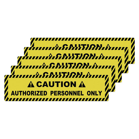 Five Pack Authorized Personnel Only Floor Stickers 24 By 6 Inches Caution Sign Self Adhesive Vinyl Waterproof For Construction Sites Warehouses And Workplaces