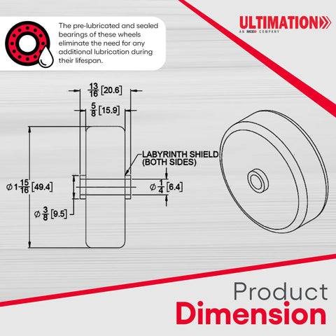 Diagram of Beefed Up Heavy Duty Conveyor Skate Wheels 10 Pack for Flow Rail Systems Replacement Zinc Plated Steel Roller Wheels