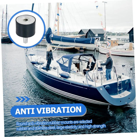 Heavy Duty Round Rubber Vibration Damping Mounts Four Pack Rock Solid Anti Shock Isolation Pads for marine use with boats.