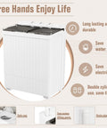 Portable Twin Tub Washing Machine Featuring A 28 Lb Washer And Spin Dryer Combo For Straight Up No Sweat Laundry Simultaneous Wash And Spin Cycle Compact Design For Busy Households with visible features and controls.