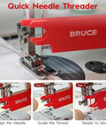 4 In 1 Automatic Sewing Needle Threader With Magnifier And Seam Guide Built In Dual Scale Ruler in use on sewing machine