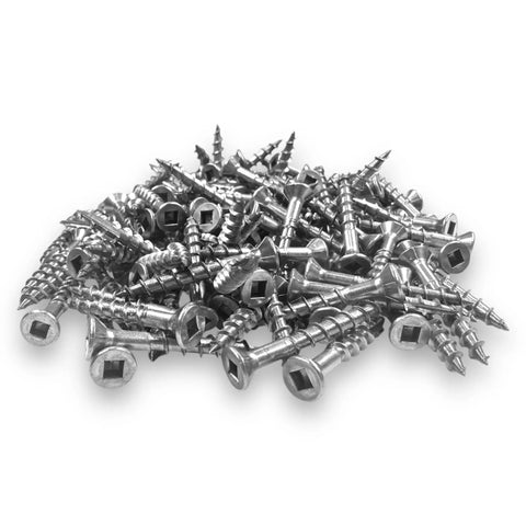 High Class No Eight By One Point One Four Inches Type Three Zero Five Corrosion Proof Stainless Steel Fence And Deck Screws stacked together.
