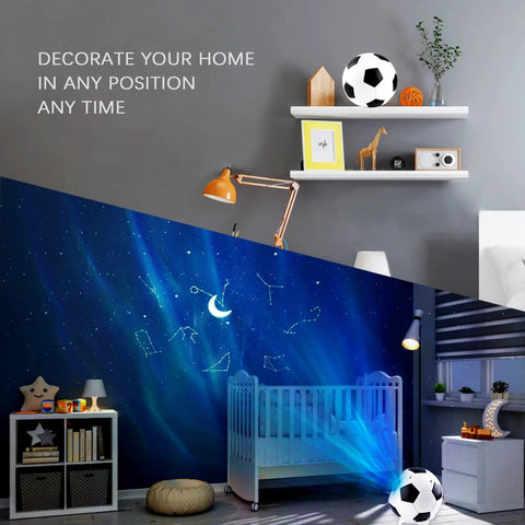 Soccer Ball Shaped Constellation Projector Night Light With Bluetooth Speaker in children’s room, starry sky projections.