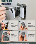 Installation guide for Hella Tough Aluminum To Copper Wire Connectors 3 Port Gray 15 Pack with step-by-step visuals.