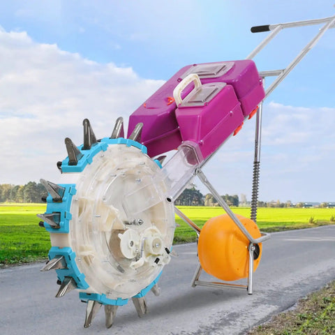 8 Mouths Precision Garden Seeder Hand Push Planter With Depth Adjustable Control And Dual Hopper Seed And Fertilizer Spreader