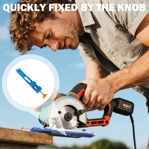 Adjustable Cutting Machine Base Guide For Precision Milling And Circular Saw Routing Pro Level Saw Guide Rail That Keeps Every Cut Smooth And Accurate On Point Ideal For 4 Inch Dust Cutters And Marble Saws Blue, blue ABS plastic guide with clamp on circular saw
