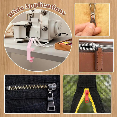 2 Pack Pink Zipper Jig Tool For Zipper Pulls Plastic Zip Slider Installing Tool Adjustable Handy Zip Fastener Jig shown in use