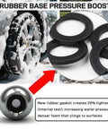 Close-up of rubber gaskets and Stainless Steel Pro Grade Foam Cannon Filters 6 Pack for Standard 1 Quarter Inch Pressure Washer Lances.