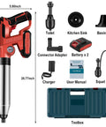Electric Toilet Plunger With Dual Batteries High Pressure Air Plunger For Toilet Drain Sewer And Pipes heavy duty clog remover in red, accessories, and toolbox.