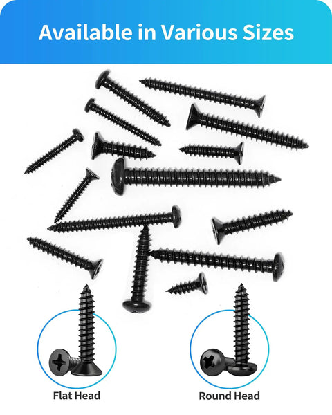 Stainless Steel Self Tapping Wood Screws Kit 560 Piece Assortment With Flat Head And Round Head M3 M4 M5 M6 Phillips Drive