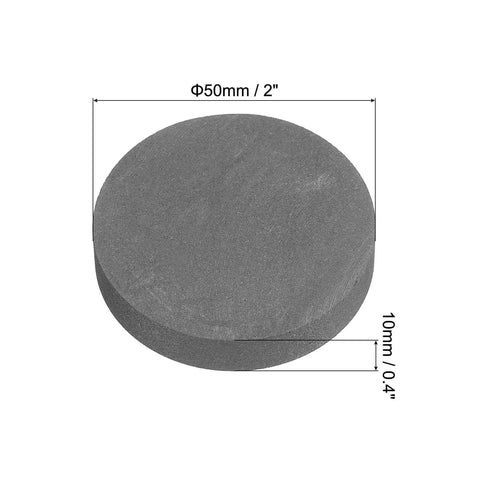 Round Graphite Block Disk 50x10mm Pro Grade High Purity Graphite Electrode Plate Sheet shown with dimensions