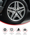Fresh American Flag Wheel Center Caps With Tough Scratch Resistant Hub Cover Protectors For Cars Keeping Your Ride Looking Sharp And Fully Waterproof In Classic Black Finish on stylish 5-spoke alloy wheel.