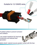 Ato Atc Inline Fuse Holder Kit With IP67 Waterproof Sealed Fuse Block And Badass Heavy Duty 12 10 Awg Crimp Terminals For Car Audio Off Road Truck Mods And Marine Boat Gear Pack Of Six close-up of crimp terminal.