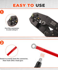 Killer Ratcheting Wire Crimper For 22-10 AWG Terminals, detailed steps on using crimping tool for connectors.
