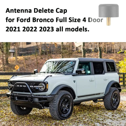 Ford Bronco Custom Antenna Cap Matte Black Hood Mounted Base Cover For Full Size And Sport Models 2021 2022 2023 2024 2025 2026 Car Wash Safe Antenna Delete Kit Gap Filler Bronco Accessories Aluminum