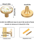 4 Pack Golden Metal Drawer Knobs 32mm Cabinet Knobs Pull Handles With Screws Birds On Fence Pink And Blue Flower Pattern For A Sweet Farmhouse Look On 15-20mm Thick Furniture Easy Install with common and expansion screws displayed.